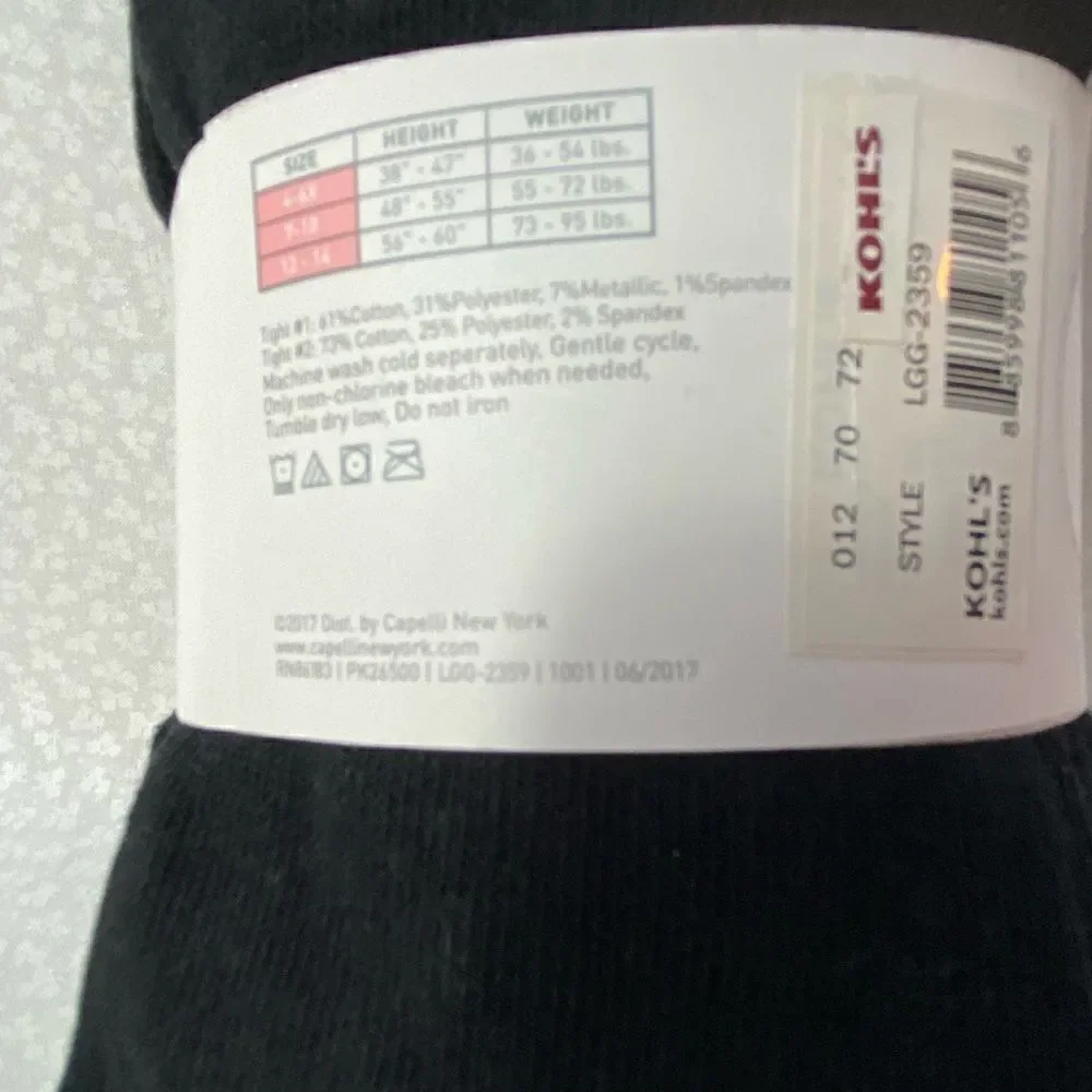 ELLI BY Capelli  2-Pack Black Sweater Tights Size 4-6X